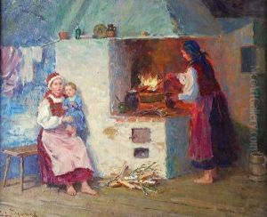 W Wiejskiej Izbie by Emil Lindemann