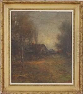 Scene With Cottages by Arlington N. Lindenmuth