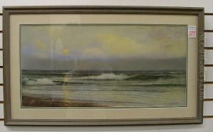Seascape Along The California Coast 14 In. By 28in by Harry Linder