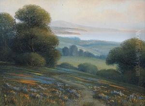 Wildflowers Along The Coast Near Santabarbara, Road Through The Hills (a Pair) by Harry Linder