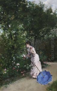 In The Rose Garden by Philippe Jacques Linder