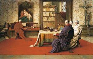 Monche In Der Bibliothek Der Musik Lauschend