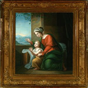 Pehr Lindhberg: Mother And Son Doing Their Morning Prayer. Signed And Dated P. Lindhberg Fecit 1832 by Per Lindhberg