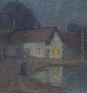 Nocturnal Scene With Mother And Child Neara Village Pond thumbnail