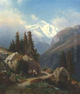 Mountainous Landscape With A Peasant Family On A Pathway