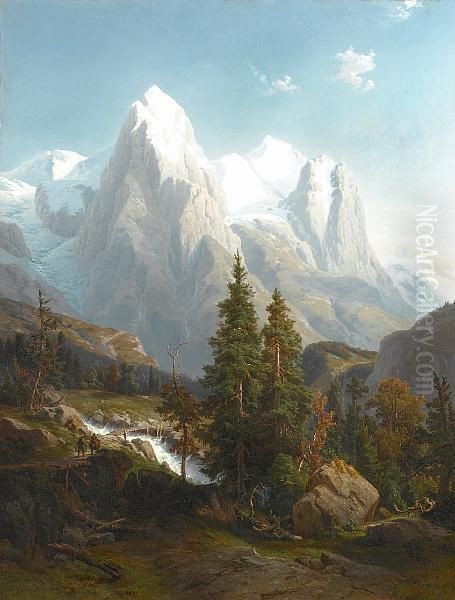 Figures Walking In A Mountain Landscape - view 1