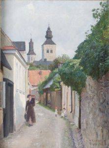 Stadsvy Fran Visby by Herman Lindqvist