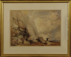 Strandmotivmed Angbat Och Segelfartyg by Thomas Lindsay