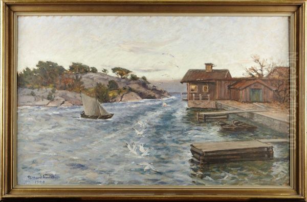 Skargardslandskap Med Segelbat - view 1