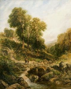 Paesaggio Collinare Con Viandanti Presso Un Ruscello by Henry Harris Lines