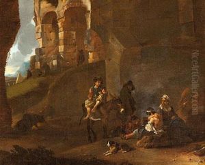 Paisaje Con Personajes Y Ruinas by Johannes Lingelbach