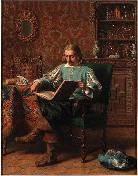 A Cavalrist Reading In A Seventeenth Century Interior - view 1