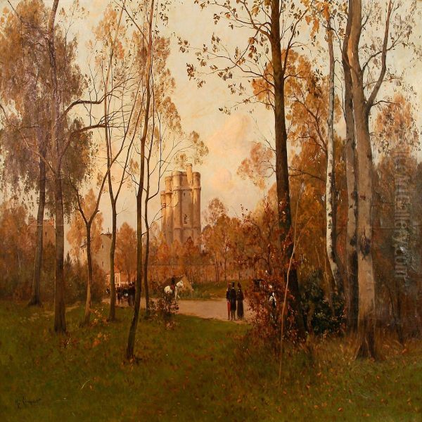 Autumn Day At Sunset In Bois De Boulogne - view 1