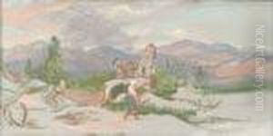 Italian Landscape, Thought To Depict The Abbruzi by William Linnell