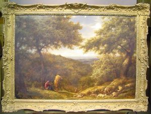 Shepherds And Their Flock At Rest by William Linnell