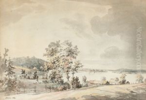 Landskap Med Stugor Vid Insjo, Kraknas by Jonas Carl Linnerhjelm