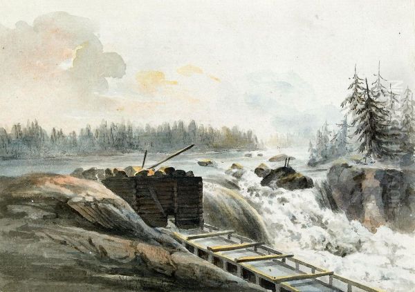 Elfkarleby Fall I Upppland - Sedt Ifran Backen Ofwanforsagqvarnen - view 1