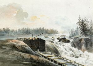 Elfkarleby Fall I Upppland - Sedt Ifran Backen Ofwanforsagqvarnen by Jonas Carl Linnerhjelm