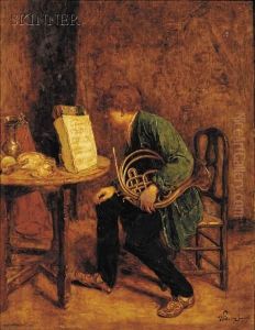 Man With French Horn by Willem Linnig Jr.