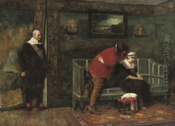 Major Ralph Bridgenorth Interrupts An Encounter Between Hisdaughter Alice And Julian Peveril, From Chapter Xiii Of Peveril Ofthe Peak By Sir Walter Scott (1823) - view 1
