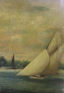 Racing Yacht And Other Boats On The Norfolk Broads