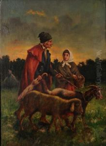 Pastori Con Pecore by Enrico della (Lionne) Leonessa