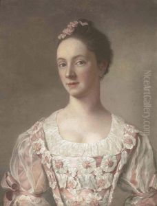 Portrait Of A Young Lady, Bust-length, In A Pink Dress Decorated With Rosettes