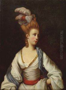 Portrait Of An Elegant Lady, Half-length, In A White Dress Andostrich Feathers In Her Hair
Oil On Canvas by Etienne Liotard