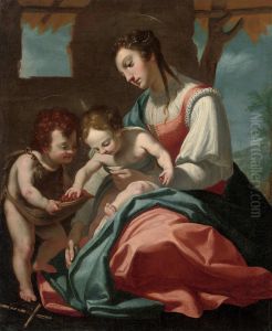 The Madonna And Child With The Infant Saint John The Baptist by Lorenzo Lippi