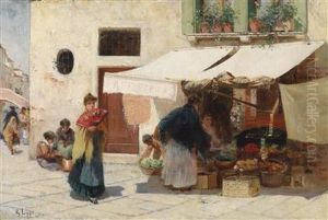 Market Stall In Venice by Richard Lipps
