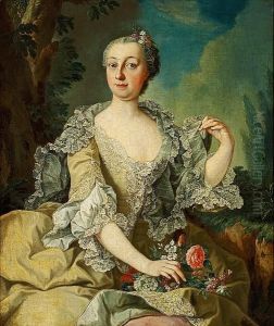 Anna Rosina Lisiewski/liszewska/liscewsky Ascribed To: Portrait Of Katharina Friginn Von Knorr Sitting In A Landscape by Anna Rosina Liszewska