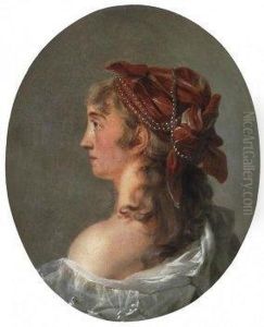 Portrait Of A Young Lady With Red, Pearlset Scarf In Profile