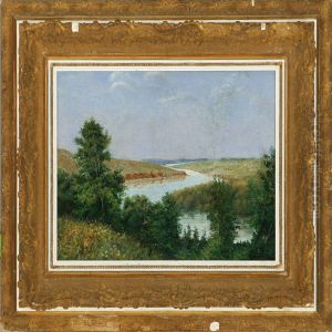 Southern Russian Landscape With A Stream In The Steppe