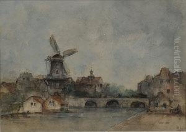 A Duthch Town With Stone Bridge - view 1