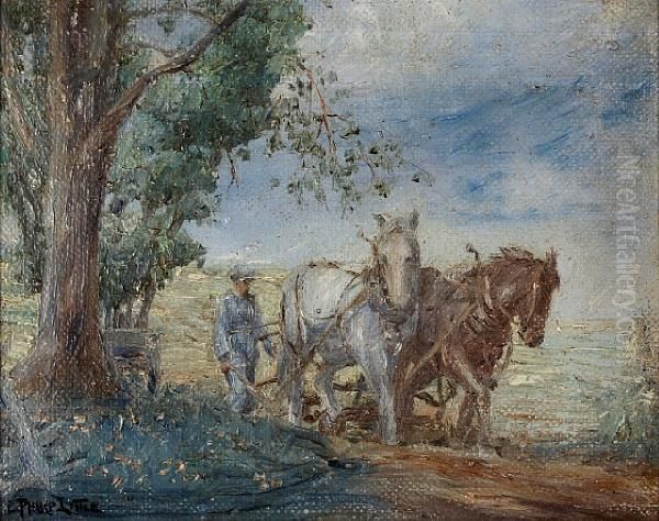 Man With Plough Horses - view 1
