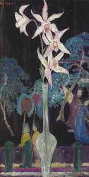 Orchids With Oriental Screen - view 1