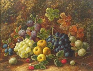 Still Life Of Fruit On A Mossybank by Horace Mann Livens
