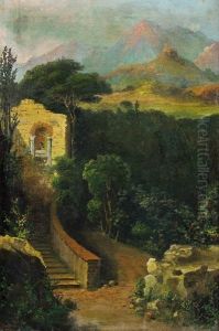 Paesaggio Montano Con Scalinata E Chiesetta