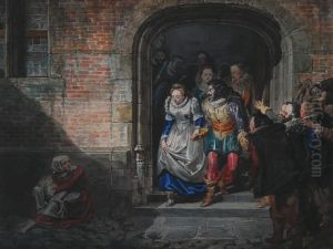 The Happy Couple Leaving The Chapel by Henry Liverseege