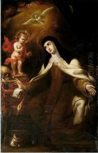 The Christ Child Appearing To Saint Teresa Of Avila by Sebastian Llanos Y Valdes