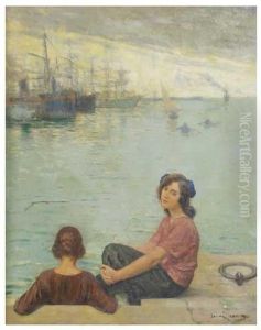 Mujeres En El Puerto by Joan Llimona y Bruguera