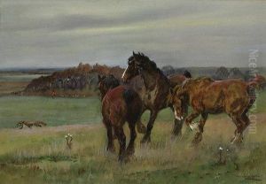 Ponies With A Hunt In The Distance by Thomas Ivester Lloyd