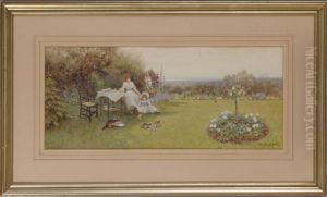 Tea In The Garden With Mum And Kitties by Thomas Lloyd