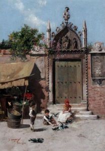 Children Feeding Pigeons by D Loaga