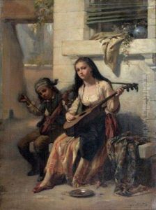Enfants Musiciens Des Rues by Charles Auguste R. Lobbedez