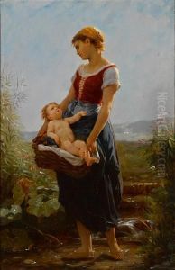 A Devoted Mother by Timoleon Marie Lobrichon