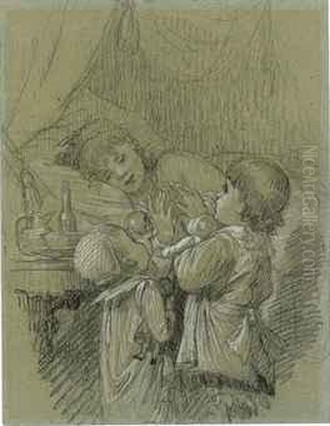 Two Children Waking Their Mother - view 1