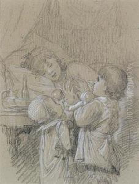Two Children Wakening Their Mother - view 1