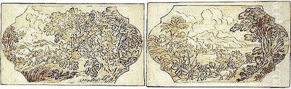 A Pair Of Landscapes, Probably Designs For Overdoors - view 1