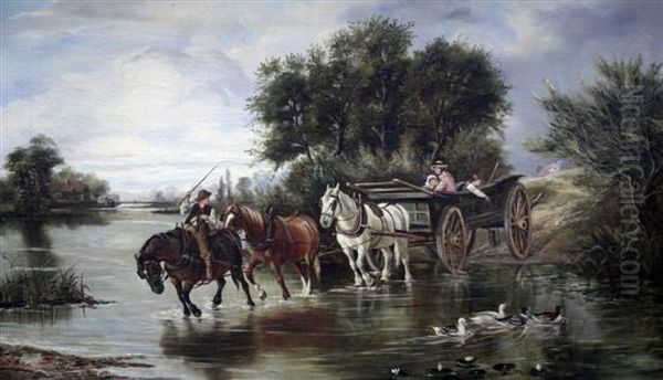 Cart Fording A River - view 1